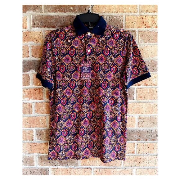 Murano Men's Multicolor Jewels Of Jaipur Slim Fit Polo Shirt Size Small NWT - Picture 1 of 5